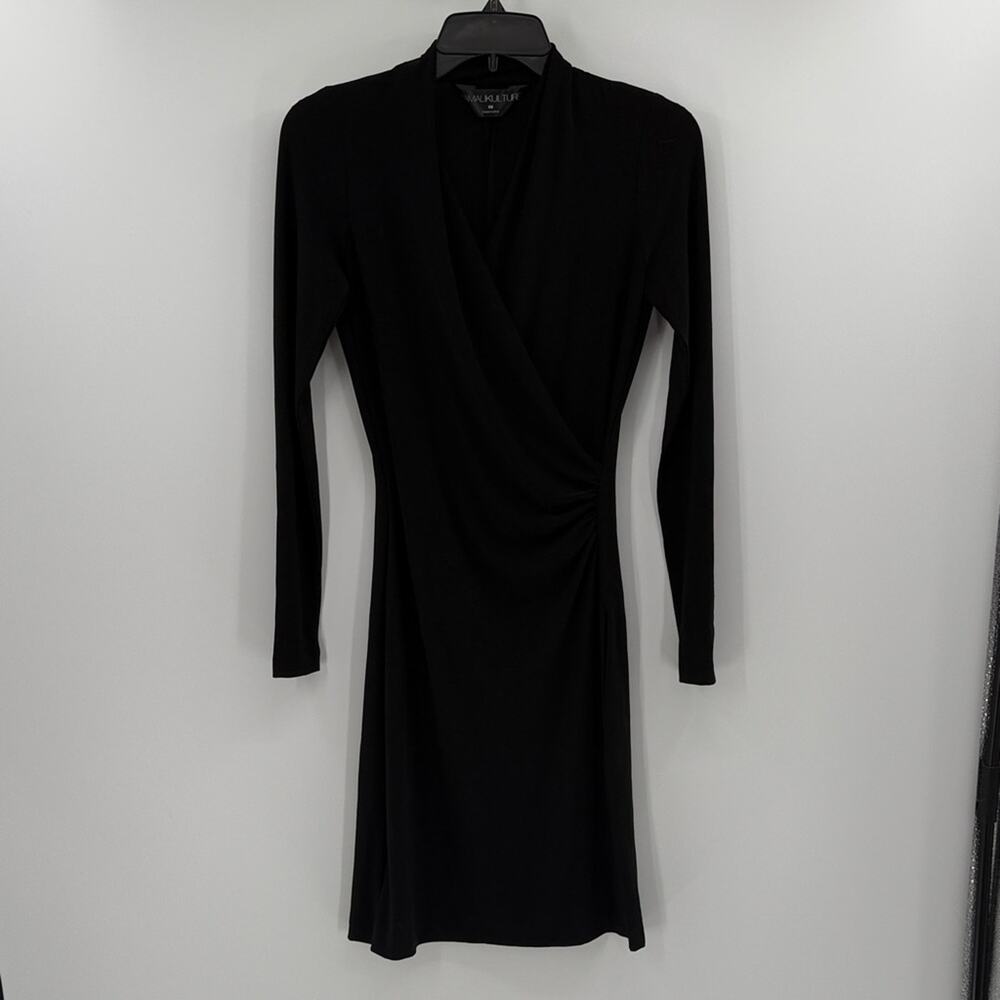 Kamali Kulture Women's Faux Wrap Knee Length Jersey Dress - Black - XS